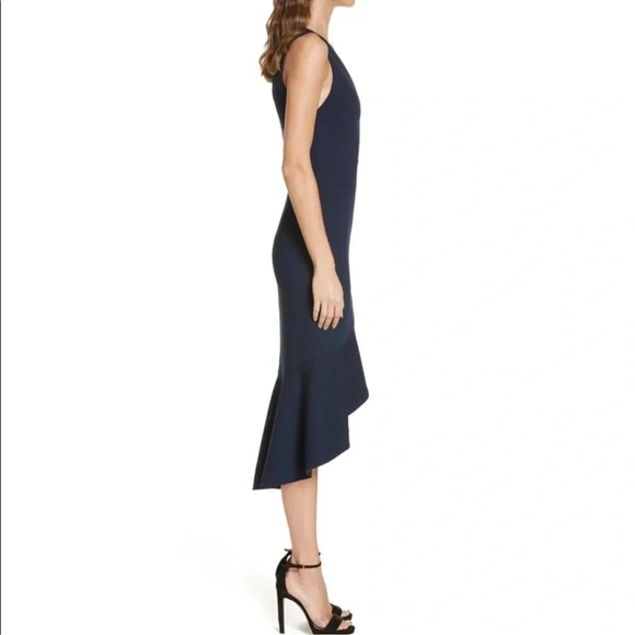Alice + Olivia Blakesley Split Front Fit and Flare Dress Navy Blue Size 0 - Picture 3 of 12